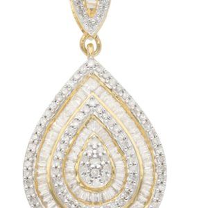 Diamond Pear Cocktail Pendant in Rhodium and Vermeil Gold over Sterling Silver